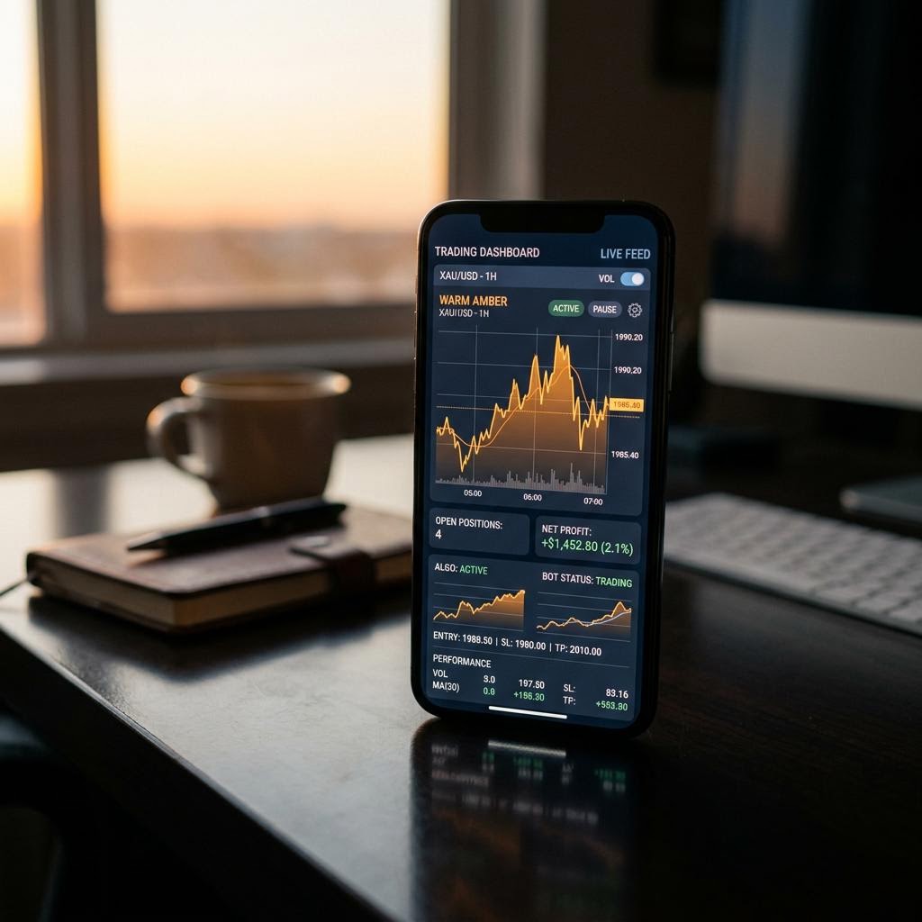 Monevra Benutzeroberfläche auf einem Smartphone mit Krypto-Diagrammen